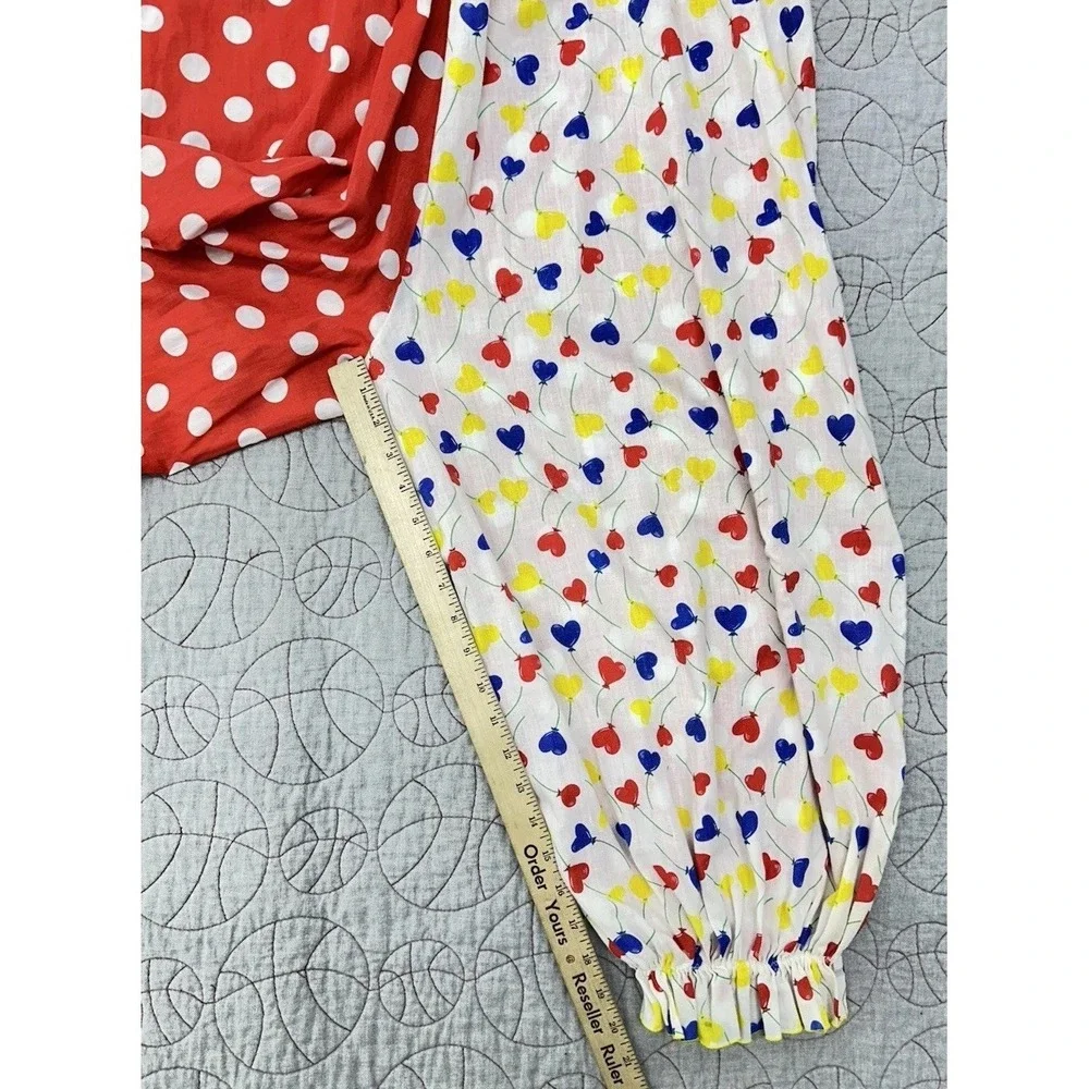 VTG Handmade Polka Dot Stripe Rainbow Ruffle Cotton Clown Costume Kids Halloween